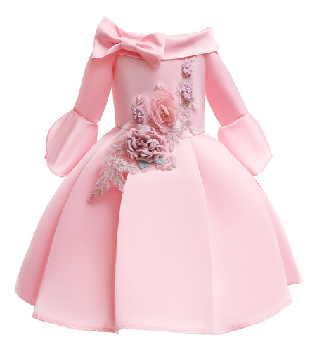 Satin Children's Evening Dress Puffy Princess Dress