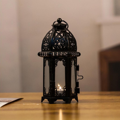 Candeliere De Cristal Tealight Linterna De Hierro Forjado