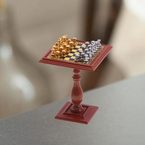 Juego De Ajedrez En Miniatura Para Casa De Muñecas, Mesa De