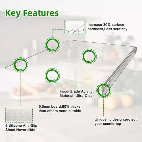  Tabla de cortar acrílica con borde de encimera, tabla