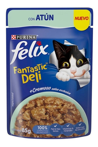 Alimento Para Gato Felix Deli Con Atún 85 Gr