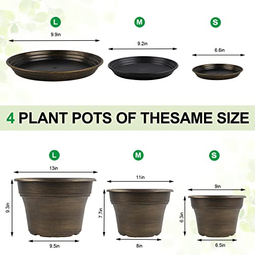 Maceta Con 4 Jardineras De 11 Pulgadas, Maceta De Plástico P