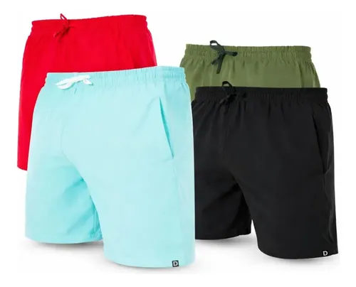 Kit 4 Bermudas Masculina Tectel Shorts Casual Para Treino Cores Variadas Liso Gg