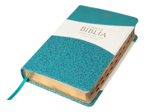 Biblia Rv1960 Bicolor Aqua Letra 12 Pt Imit Piel C/índice