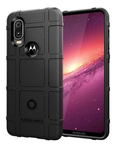 Capa Motorola One Vision Rugged Shield + Película Vidro 3d