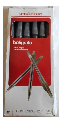 12 Bolígrafos Tinta Negra Punta Mediano Office Depot | MercadoLibre