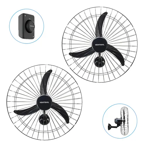 comprar 2 Ventiladores 60cm 3 Pás P\u002F Igreja Academia Lojas Ventisol Estrutura Preto Pás Preto Diâmetro 60 Cm Frequência 60 Material Das Pás Plástico 220v