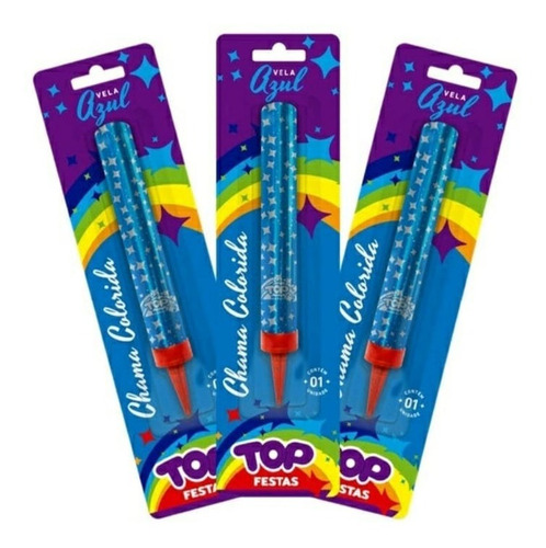 Imagem 3 de 8 de Vela De Aniversário Chama Colorida Top Festas Vulcão