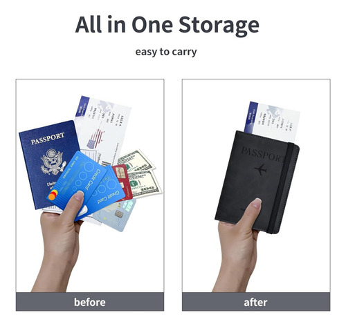 2 Porta Pasaporte Documentos Funda Protectora Viaje Con Rfid