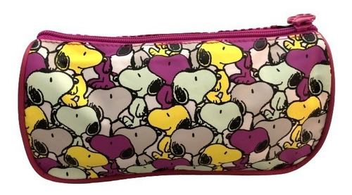 Estojo Escolar Snoopy Preto E Rosa Claro Original Luxcel