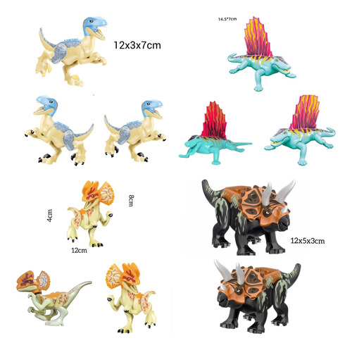 Kit 12 Figuras Dinosaurios Jurásico Indominus Rex Pteranodon