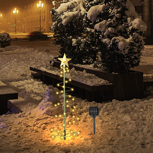 Decoracion Solar Metal Led Para Arbol Navidad Luz Espiral