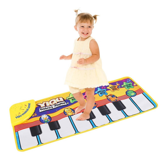BelleStyle Alfombra de Piano 130 * 48 cm Grande Alfombra Musical para Niños Azul Tapete Musical Toque Jugar Teclado de Piano Manta Musical Educativo Juguete para Bebé Niños Pequeños 