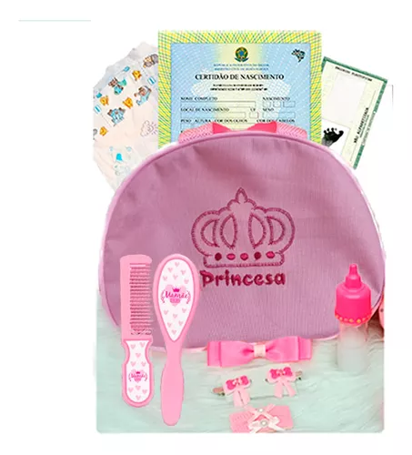 Tipo Boneca Bebê Baby Real Reborn Realista Bolsa + 28 Itens