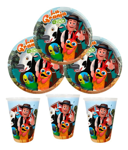 La Granja De Zenón Kit Fiesta 20 Vasos 20 Platos Pasteleros