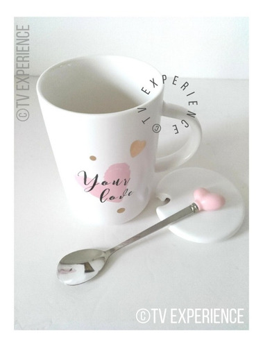 Imagen 3 de 5 de Taza Mug C/tapa Y Cucharita - C/frase - 350 Cc- Café, Té
