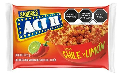 2 Pza Palomitas Para Microondas Act Ii Sabor Chile Y Limón 8