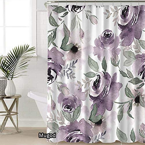 V Cortinas De Ducha Mugod Floral Vintage En Acuarela,