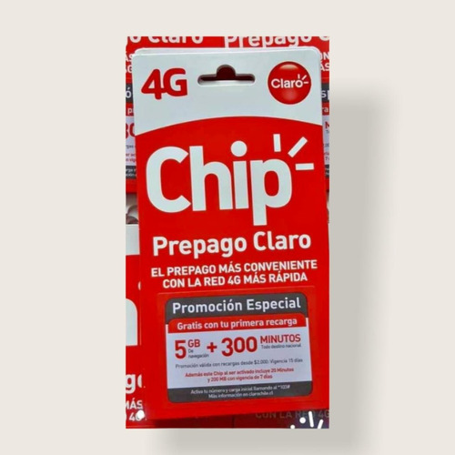 Chip Prepago Claro 5gb + 300 Minutos Pack 10