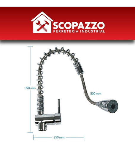 Griferia Canilla Cocina Monocomando Pico Extensible Was-ser