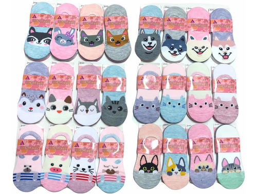 Imagen 2 de 2 de Pack 12 Calcetines Invisibles Con Diseños Varios Modelos