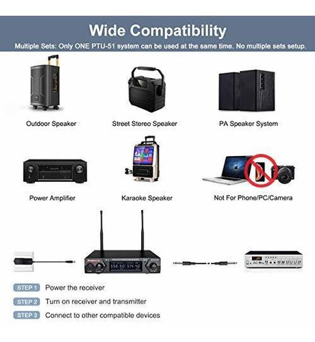 Inalambrico Metal Microfono Uhf 2 Maleta Solapa Audifono 16