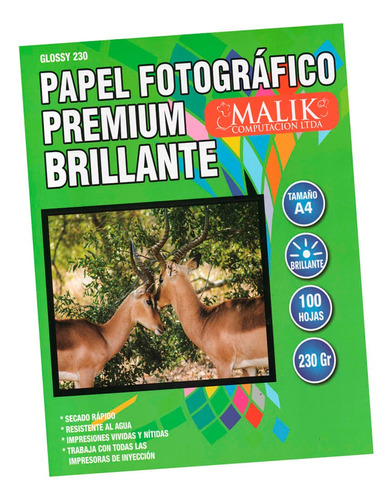 Papel Glossy 230 Grs A4 100 Hojas