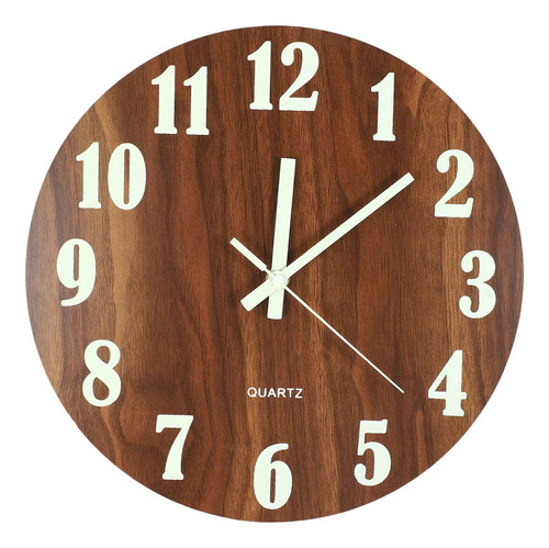 Reloj De Pared De Madera Con Función De Luz Nocturna De 12 P