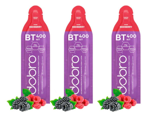Bt Nitrato 400 Gel 3 Sachês 30g Carboidrato Dobro Redberry