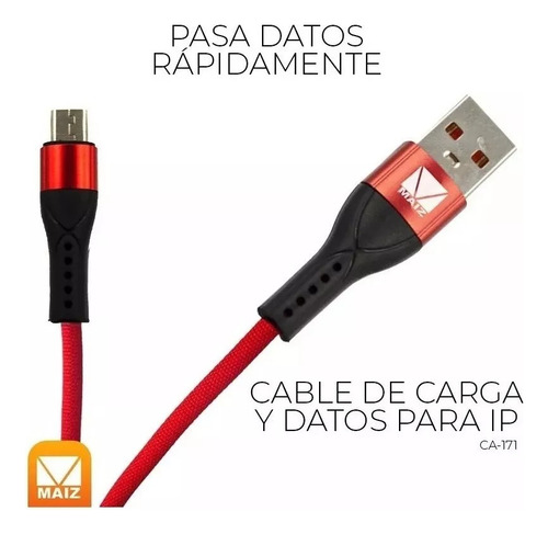 3pz Cable Micro Usb V8 Reforzado Tela Puntas Metálicas 3m