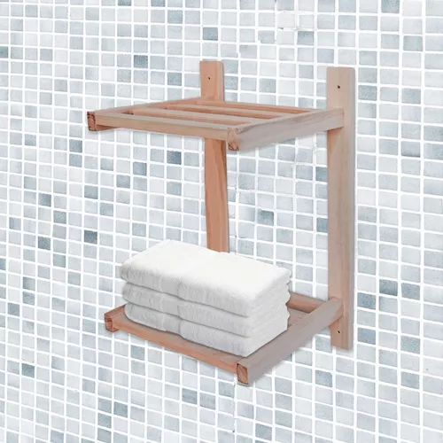 Perchero De Baño Estante Toallero Organizador De Madera