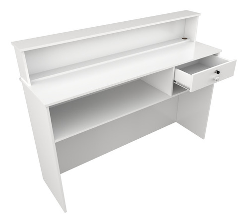 Balcão De Atendimento Vetorial Mooveis Caixa M11 Branco Com 1.15m De Altura X 1.52m De Largura X 41cm De Profundidade