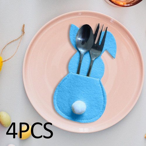 4 Piezas Porta Cubiertos De Pascua Organizador De Azul