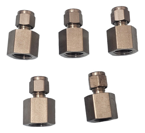 5-conectores Hembra De Acero Inox. 1/4  Od X 3/8  Npt Hembra