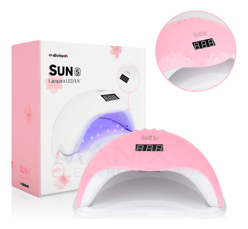 Lámpara De Uñas Sun 5 Profesional 48w Led Uv Digital Gelish Color Rosa Div