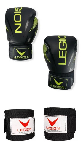 Guantes Boxeo Kick Boxing Legion + Vendas + Protector Bucal