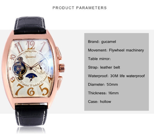 Reloj Mecánico De Cuero Luminoso De Moda G065