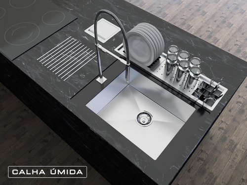 Imagem 7 de 7 de Escorredor Inox Embutido Calha Úmida Canal Equipado Bancada