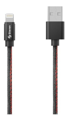Cable Usb A Lightning De 1,2m Con Forro De Mezclilla Pod-409 Color Negro
