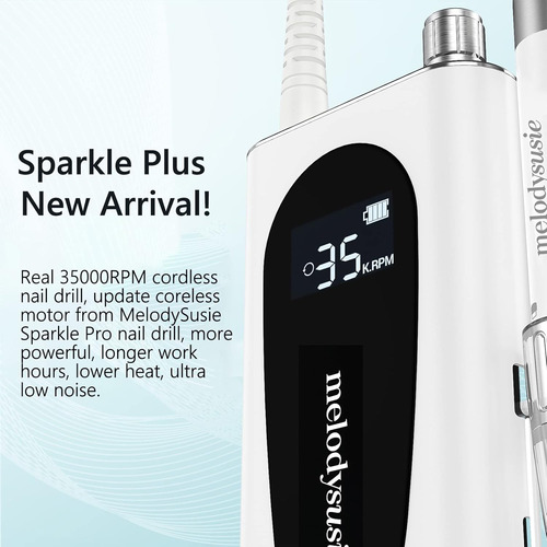 Melodysusie Taladro De Uñas Profesional Recarga De 35000 Rpm