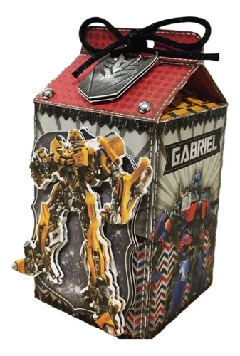 10 Cajitas Milk Box En 3d De Los Transformers