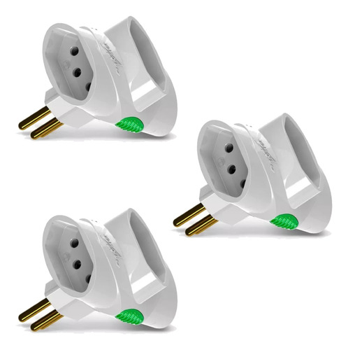 Kit 3 Benjamin T Plugue Adaptador Para Tomada Multiplicador 3 Pinos 2p+t 10a 250v Daneva