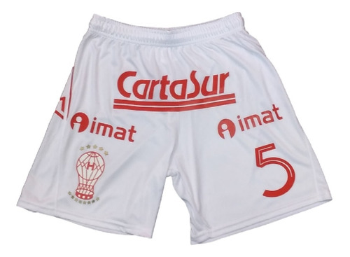 Imagen 3 de 8 de Short De Juego Huracán Peak Sport Blanco Con Publicidad Y Nº
