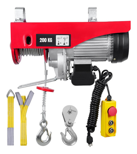 Polipasto Electrico De Carga 200kg 12m 110v 480w Control Cantidad De Cuerdas 1 Color Rojo