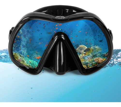 Stomp Silicone Skirt Tempered Glass Diving Mask Hd View