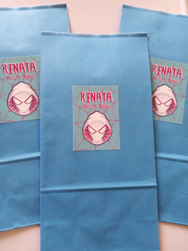 Candy Bar Personalizado Spider Gwen Para 10 Niños