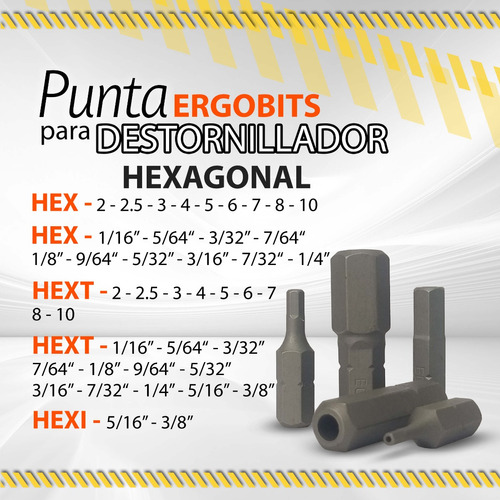 Punta Ergobits P Destornillador Hexagonal / Varias Medidas