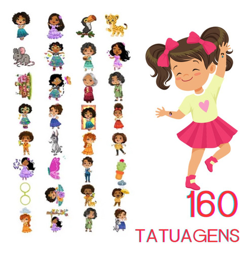 160 Tatuagem Temporária Infanti Fácil De Usar Encanto Menina