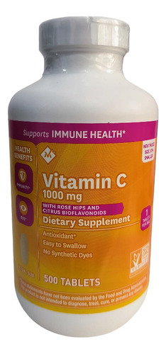 Vitamina C De 1000 Mg 500 Tabletas. Importado 