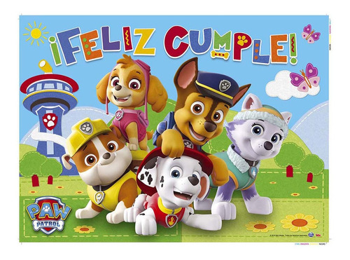 Cartel Feliz Cumple Paw Patrol Producto Oficial Cotillon